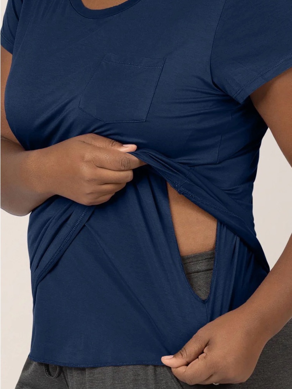 Kindred Bravely Nursing Tee with Pocket - Navy - Large